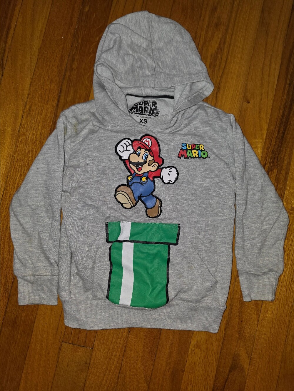 Nintendo Gray Kids Hoodie with Mario and Green Pipe